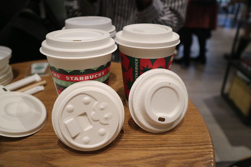 PFAS Free Biodegradable Molded Sugarcane Bagasse Disposable Coffee Cup Lids