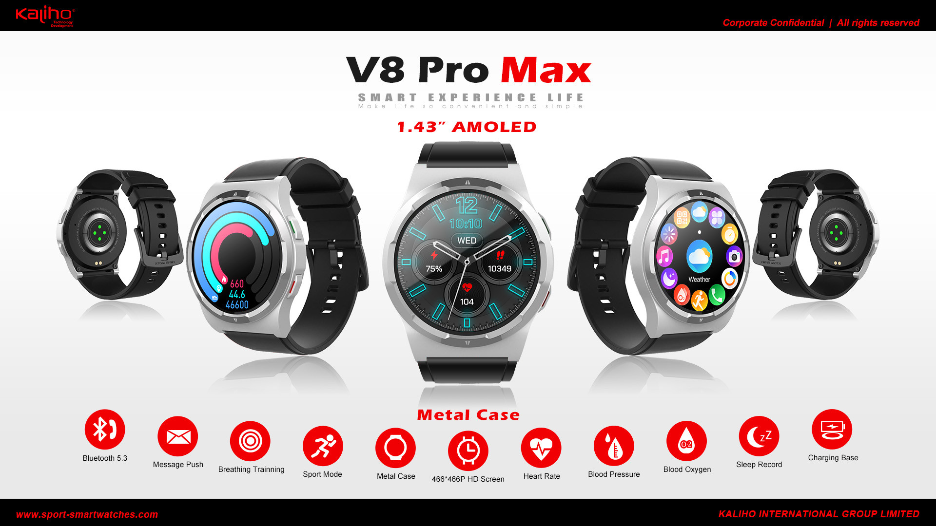 Oem Smartwatch Sport Bracelet Heart Rate Blood Pressure Health Monitoring