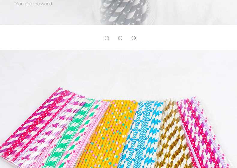 200pcs pack 6mm diameter food safe ink printing spots paper straws compostable waved pulp straws for party DIY