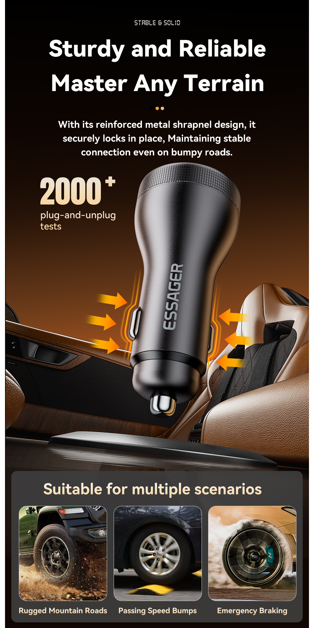 ESSAGER ES-CC18 Series 73W USB-A Car Cell Phone Charger Outlet Quick Car Charger