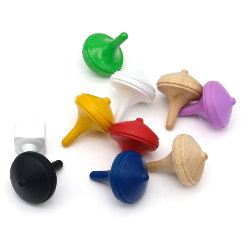 Colorful Kindergarten Wooden Spinner Toy Wooden Top Educational Toys