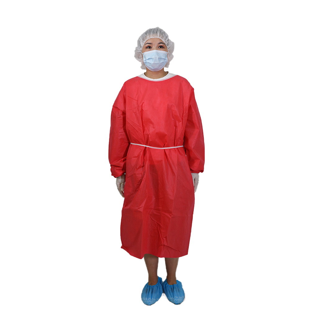 30gsm Disposable Isolation Gowns Universal Red PP Hospital