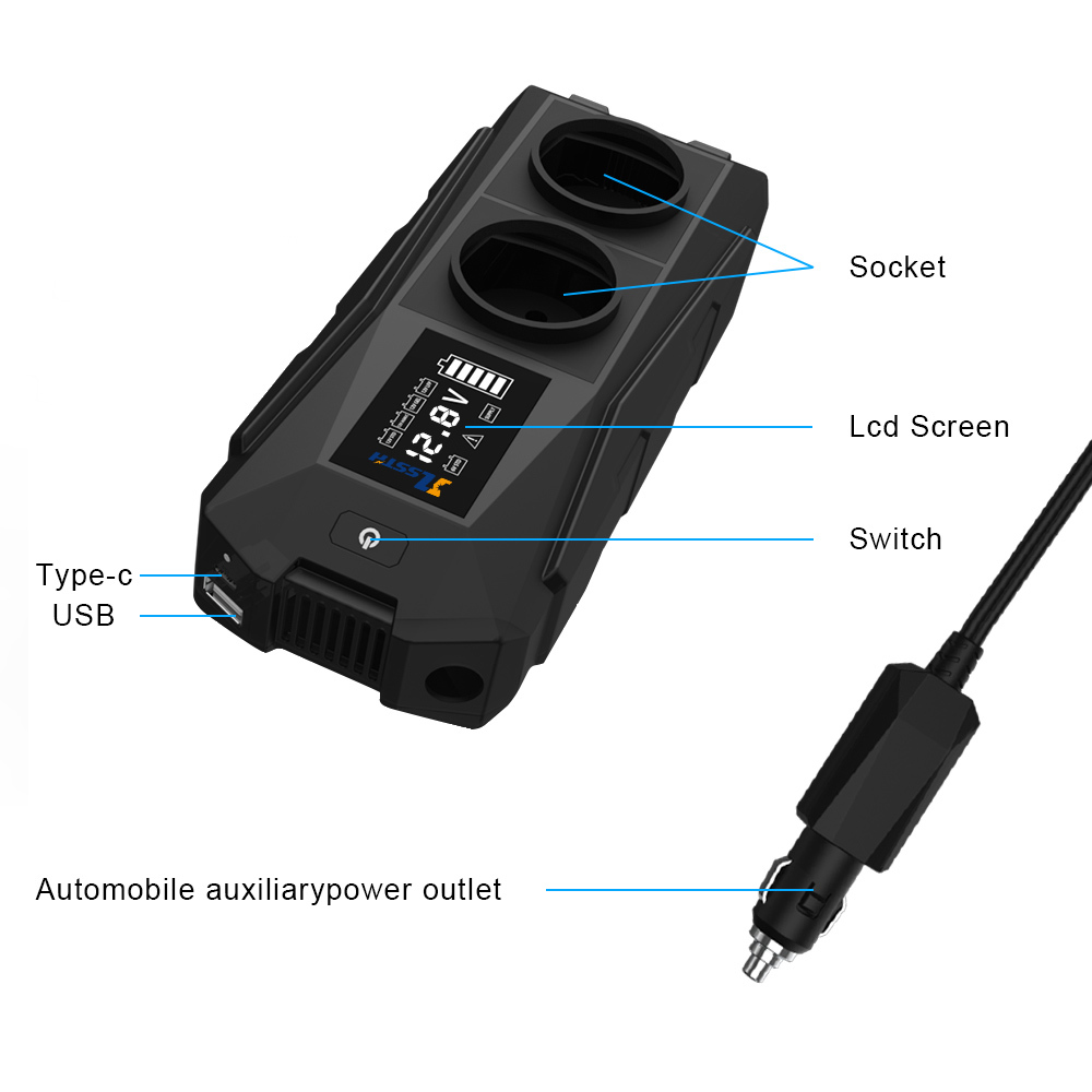 300W 12V DC to AC Car Power Inverter with Pure Sine Wave USB