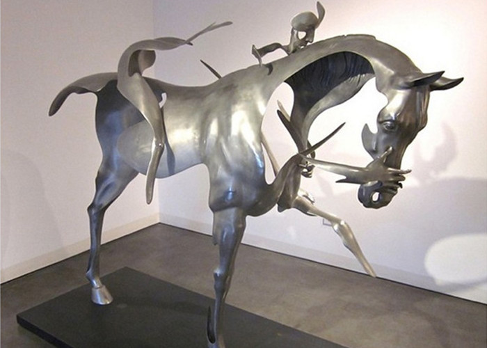 Spectacular Incomplete Horseman Outdoor Metal Sculpture Forging Technique