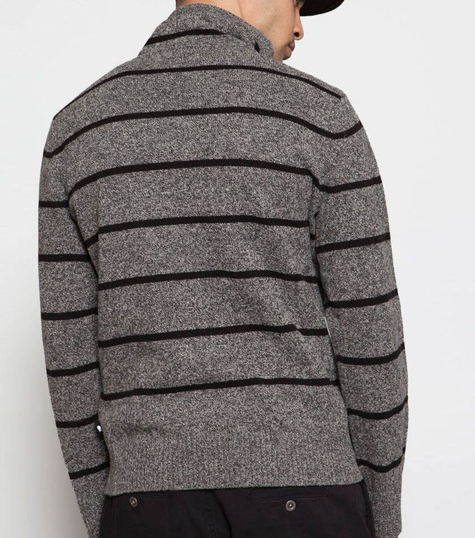 Full Lambswool Knit Pullover Sweater Hoodie Jersey Type With Stripe Thick