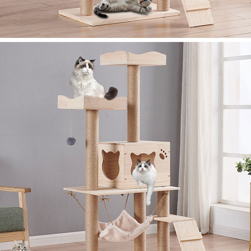 Advantageous Multifunctional Wooden Cat Climbing Tree with Customizable Design and Scratching Post Tower Platform