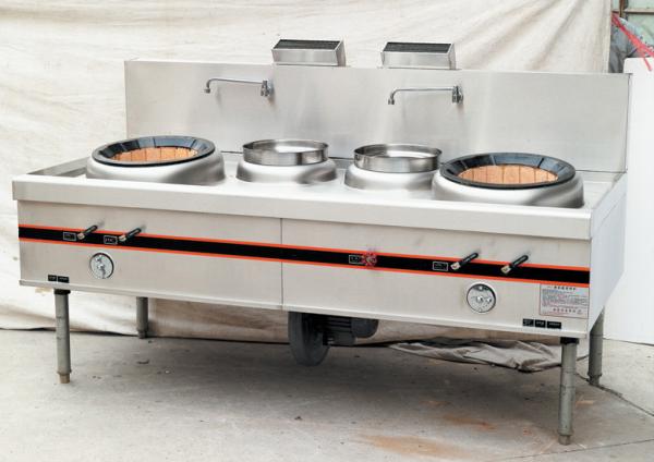 Two Burner Gas Cooking Range 550W , Stainless Steel Commercial Kitchen