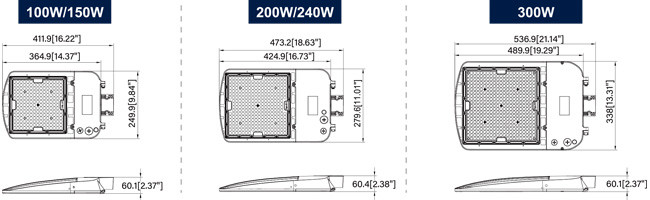 IP65 LED Outdoor Area Street Lighting Fixtures 100W-300W Power