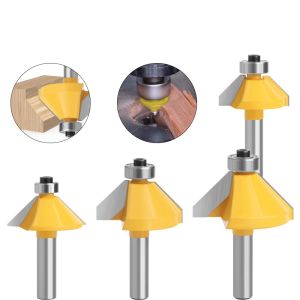  YingBa Professional Tool Manufacturer 8mm Shank 45 Degree Carbide Bevel Edge Trimming Bits for Wood Woodworking Bits Manufactures