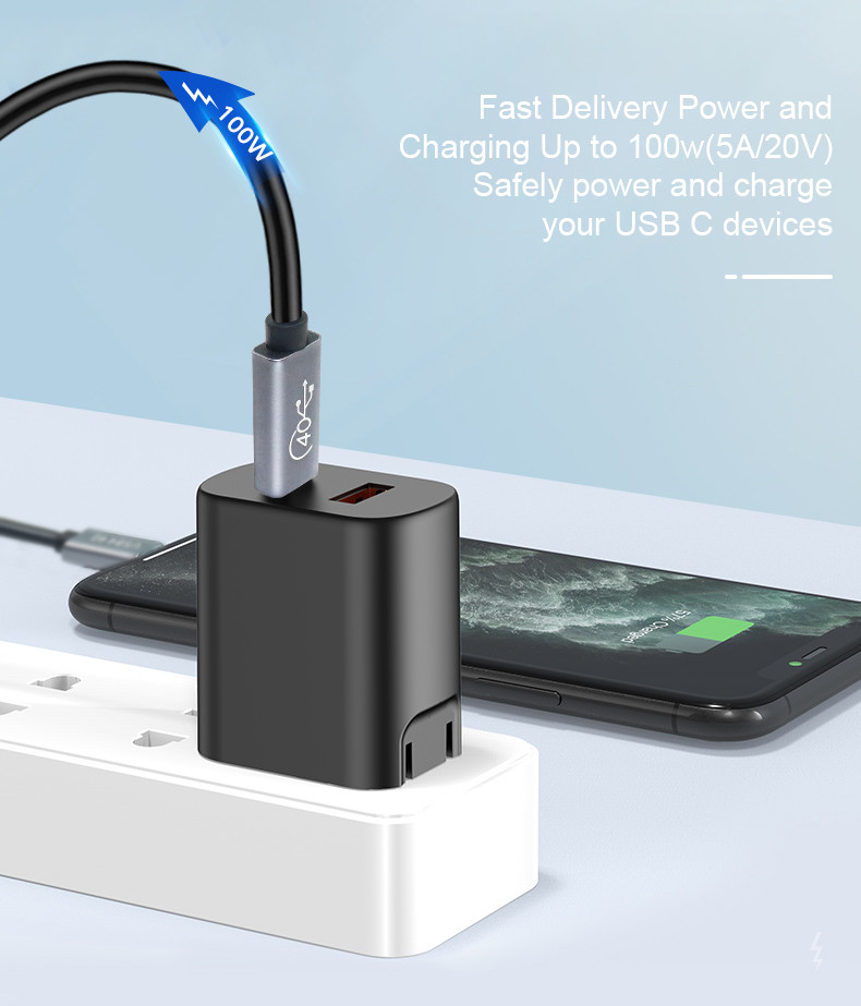 100W USB 4.0 Cable 40Gbps Double Shielded Compatible With Thunderbolt 3