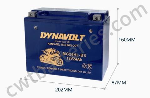 ODM Dynavolt MG24HL-BS Nano Gel ATV Batteries T4 LEAD Terminal 24Ah 12V 4