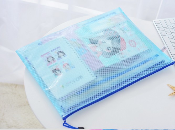 Custom A4 B4 Size Clear Waterproof PP Document Bag Mesh Zipper Pouch for Zhejiang OEM