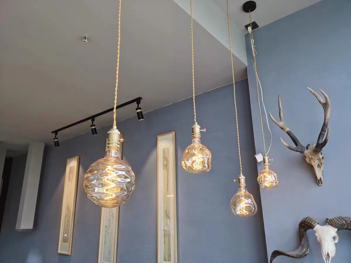 Bulb Pendant Lamp Simple Colorful Glass Lamp Holder Hanging Lamp