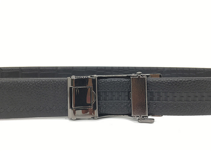 3.5cm Men Leather Ratchet Dress Belt With Automatic Click Slide Buckle