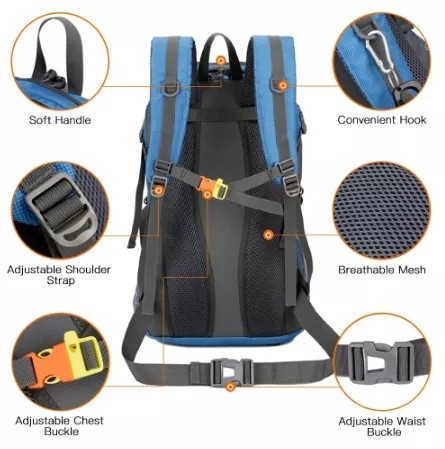 Hiking Lightweight Water Resistant Backpack 50L Camping