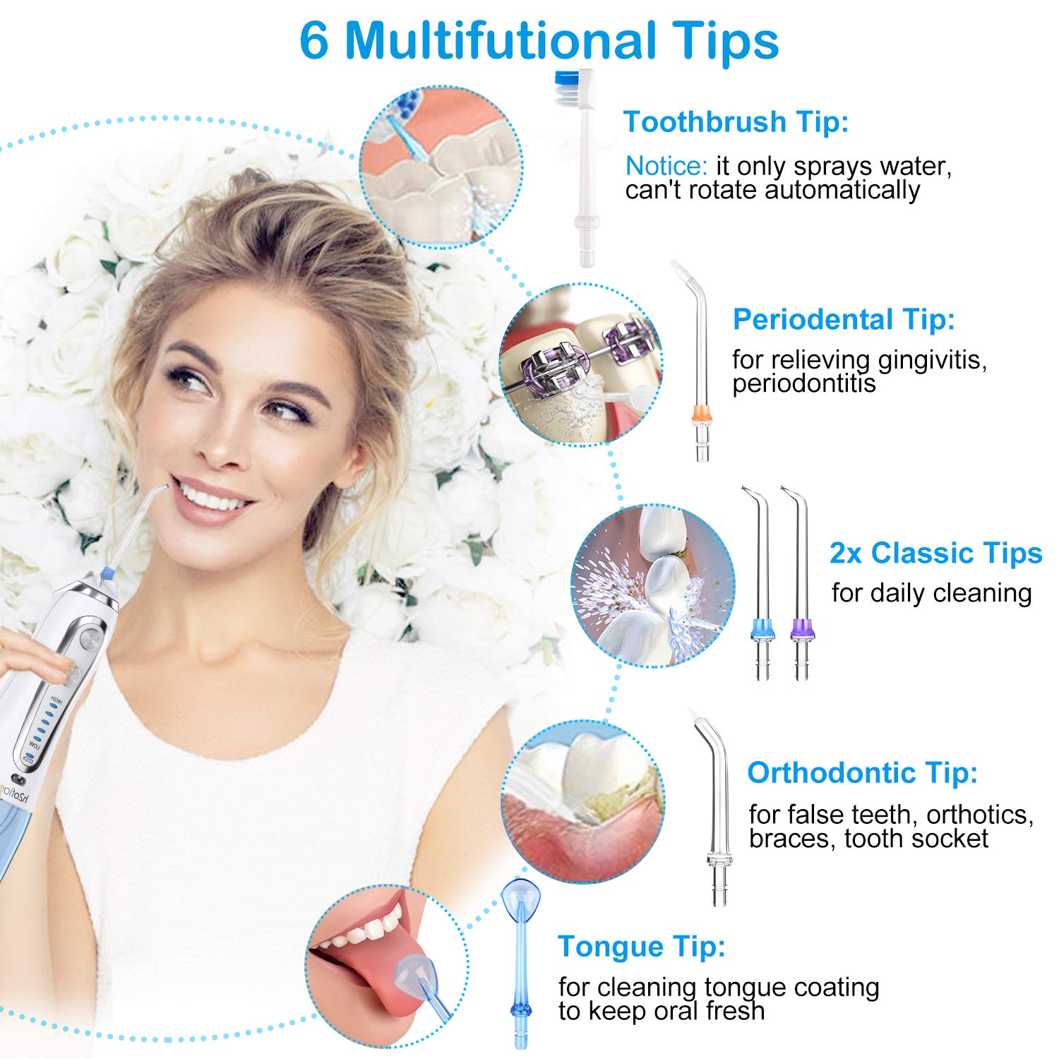 Usb Cordless Water Flosser , Smart Oral Irrigator FCC Approved