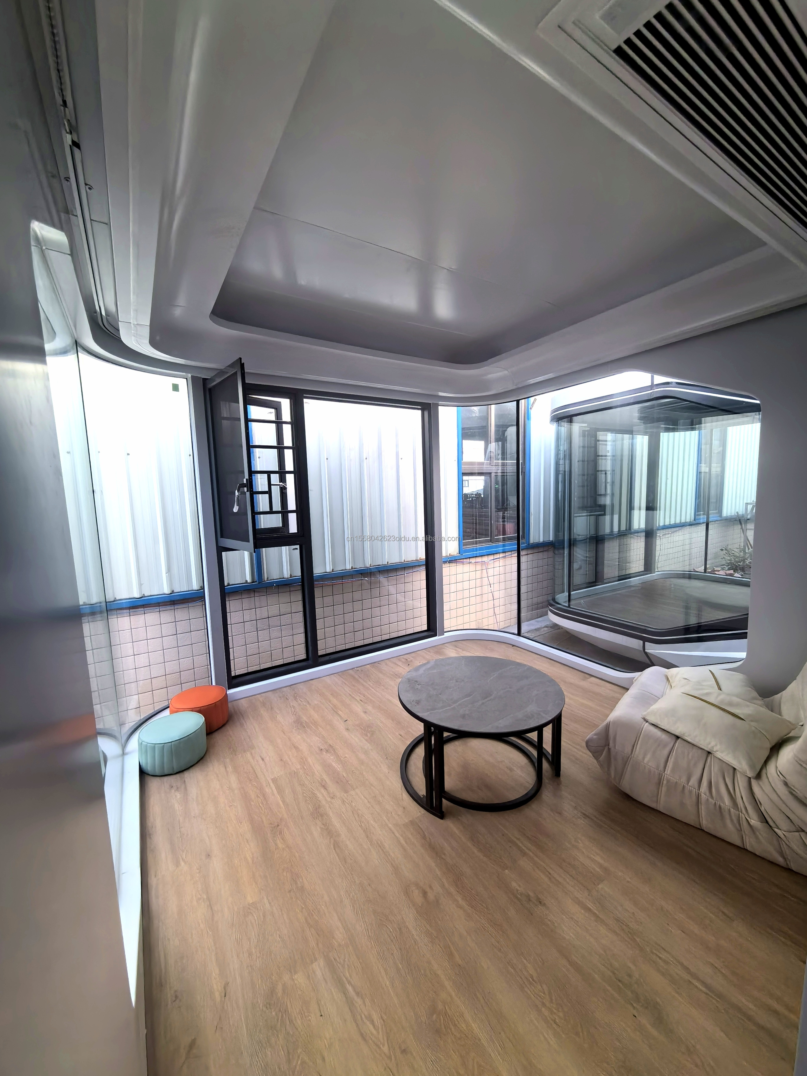 Customized Color Soundproof Space Capsule Prefab Tiny House with Wall 50/75/100mm Wave Sandwich Panel