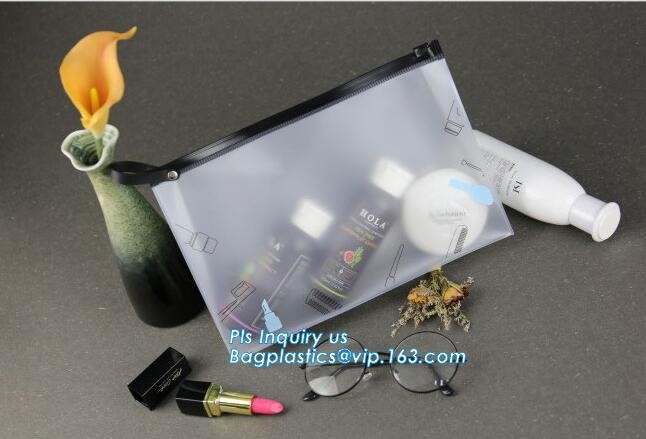 quality slider zipper cosmetic pvc bags, mini plastic zipper cosmetic slider zip bags with print, Pouch Slider plastic Z