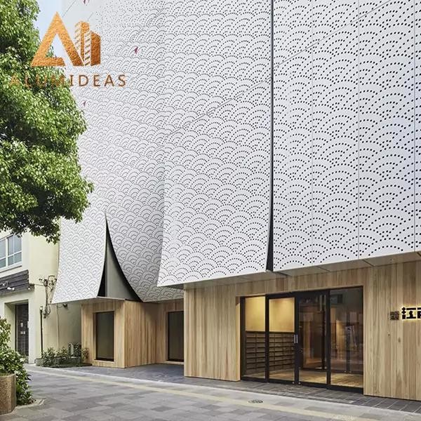 Perforated metal panel facade