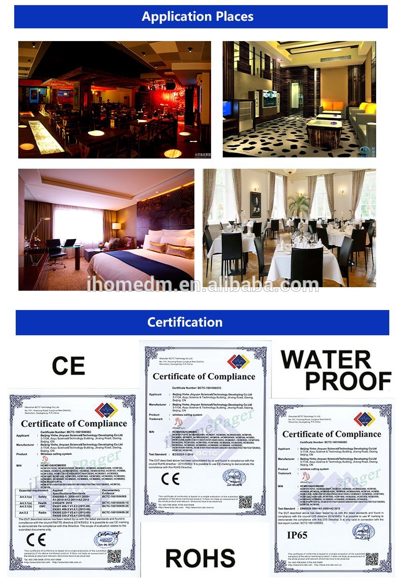 Best Restaurant table fixed Beeper Wireless Calling System Of Quickbell