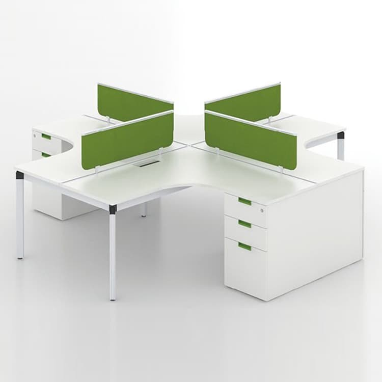 120 Degree Office Workstation Desks Table 25mm 4 Seater Workstation