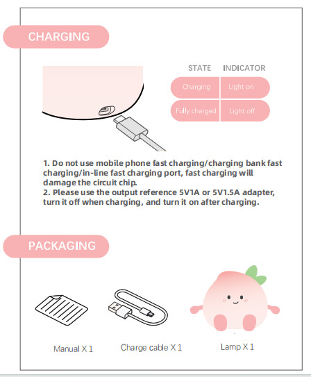 Latest Cute Peach Silicone Night Light Rechargeable Eye Protection Bedside Lamp For Baby Bedroom Colorful Peach Night Lighting