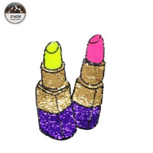  Fashionable Sequin Embroidery Patches / Lipstick Iron On Patches Customized Color Manufactures