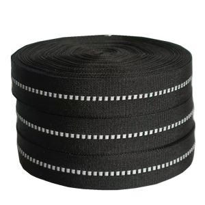 2cm Black Polyester Reflective Webbing Tape For Clothing Custom