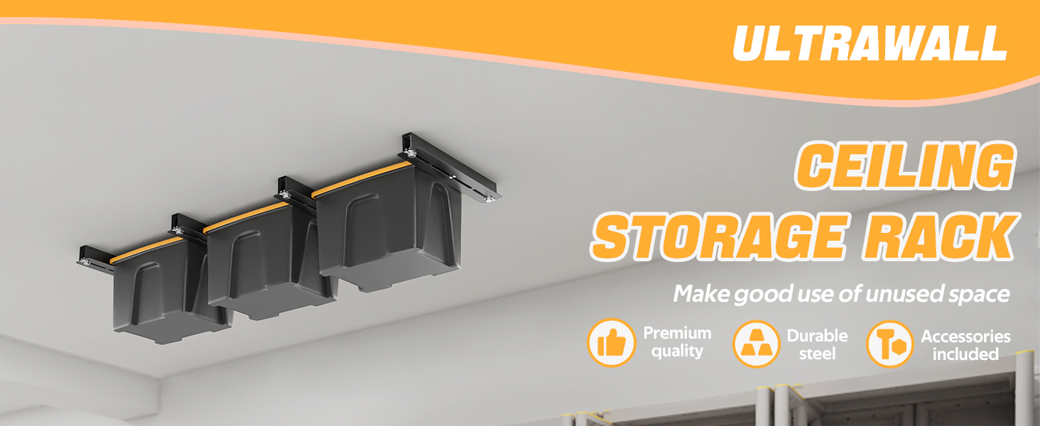26" Garage Storage Tote Slide Overhead Ceiling Mount Storage Bins Rack Solution
