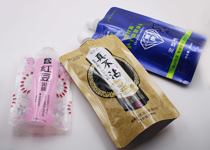 Clear Plastic Spout Doy Pack Liquid Spout Bags PET / VMPET / PE OEM Printed