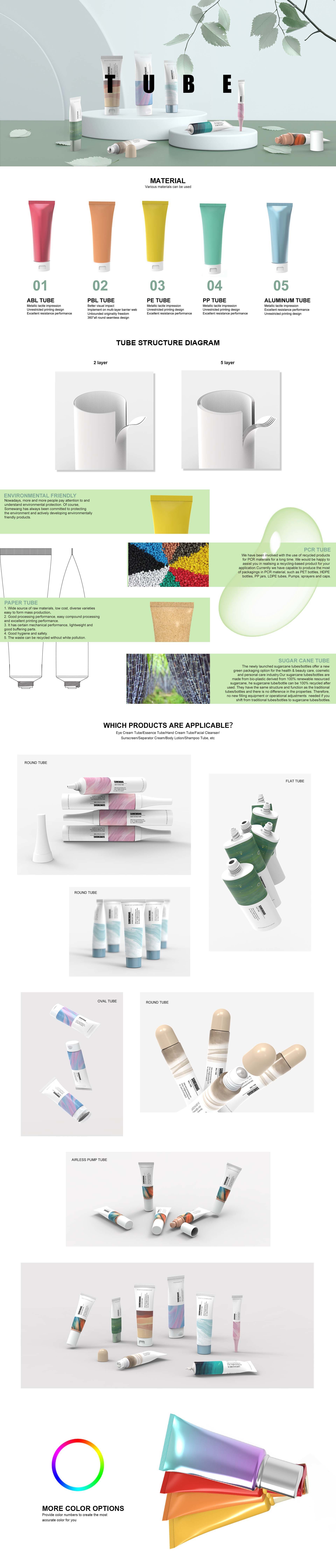 19mm 22mm Reusable Washable Cosmetic Tube Packaging Squeeze Body Cream Tube