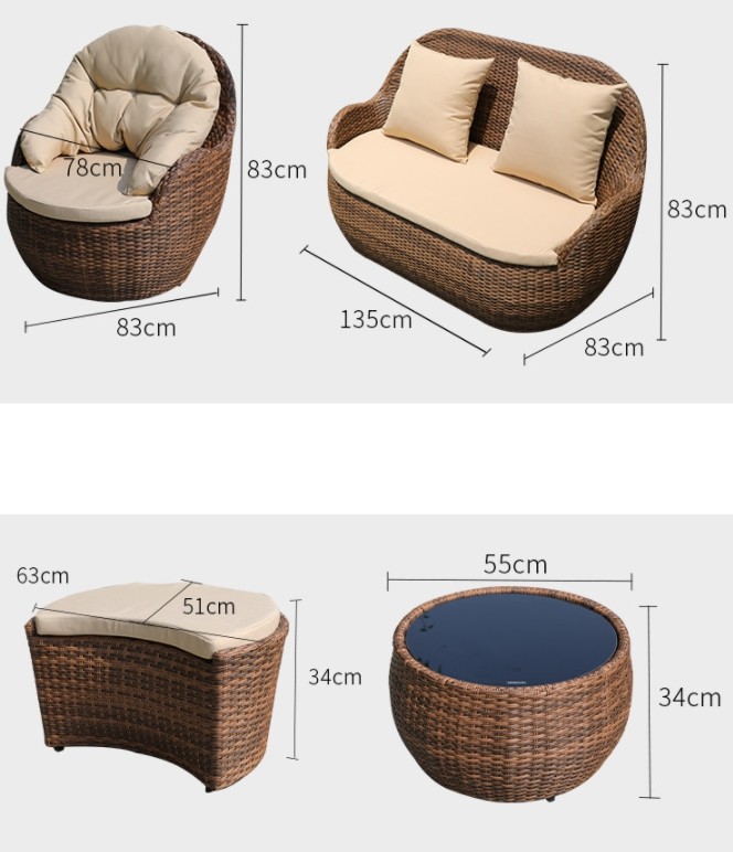 Oval Woven Rope Garden Furniture Bed Leisure Outdoor Sofa Vine Chair Weaving