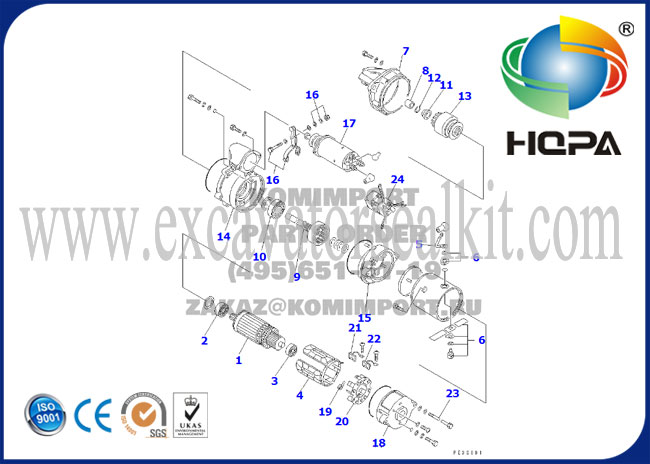 6008134420 600-813-4420 5.5KW Engine 6D95 Starter Komatsu PC200-5 WPS