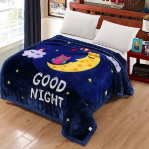 Customized Pattern Luxury 100% Polyester Raschel Mink Blanket with Microfiber