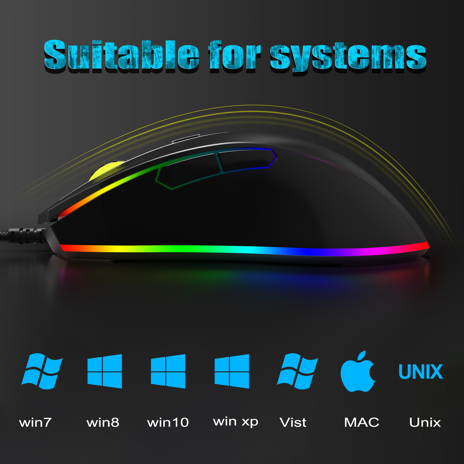 8000DPI CW60 50uA Wired Gaming Mouse For Laptop
