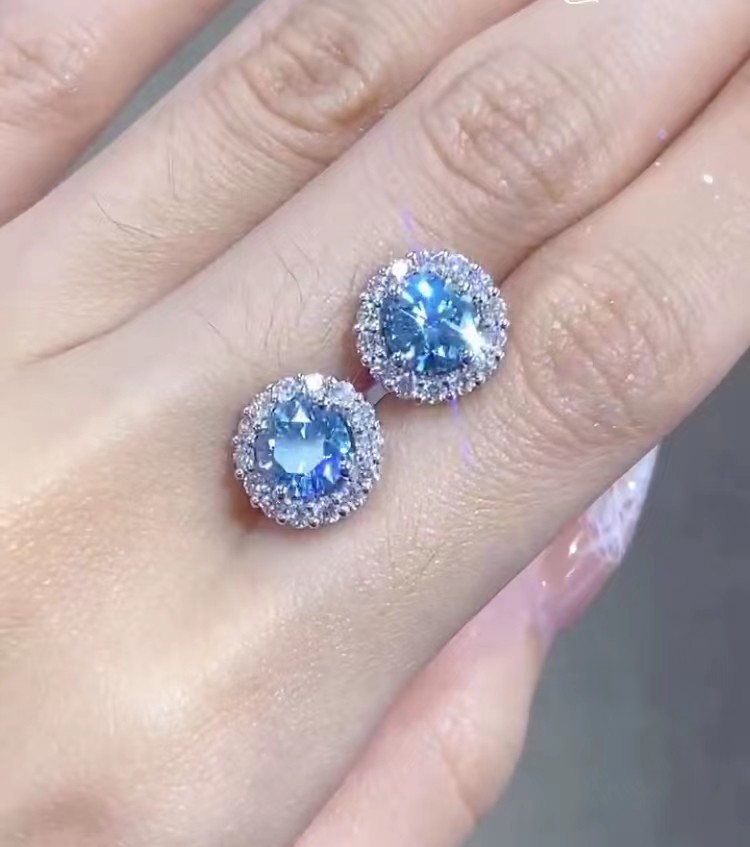 Studs Earrings Round Lab Diamond Jewelry Brilliant Cut