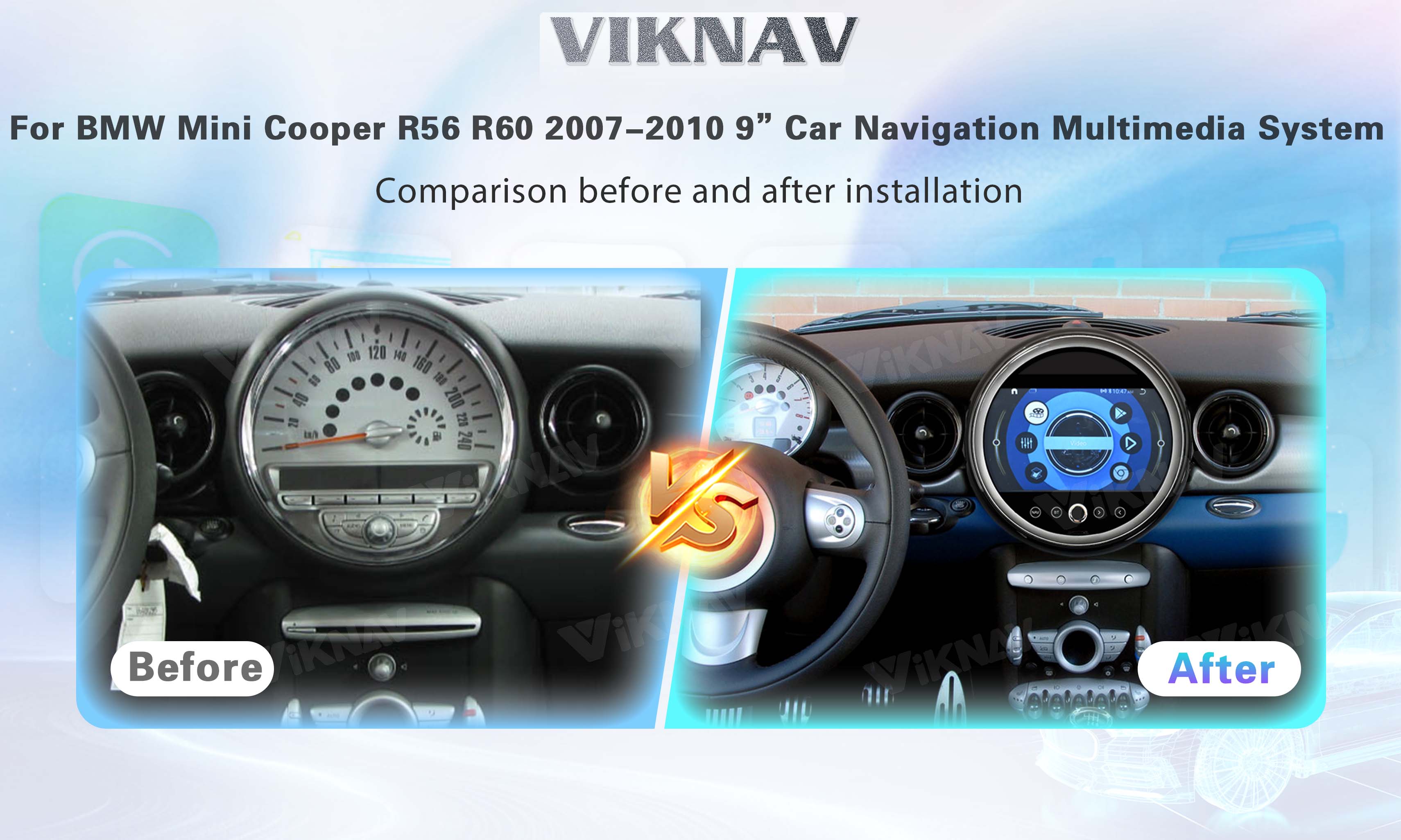 9 Inch Double Din CD Player bluetooth car stereo system For BMW Mini Cooper R56 R60 2007-2010