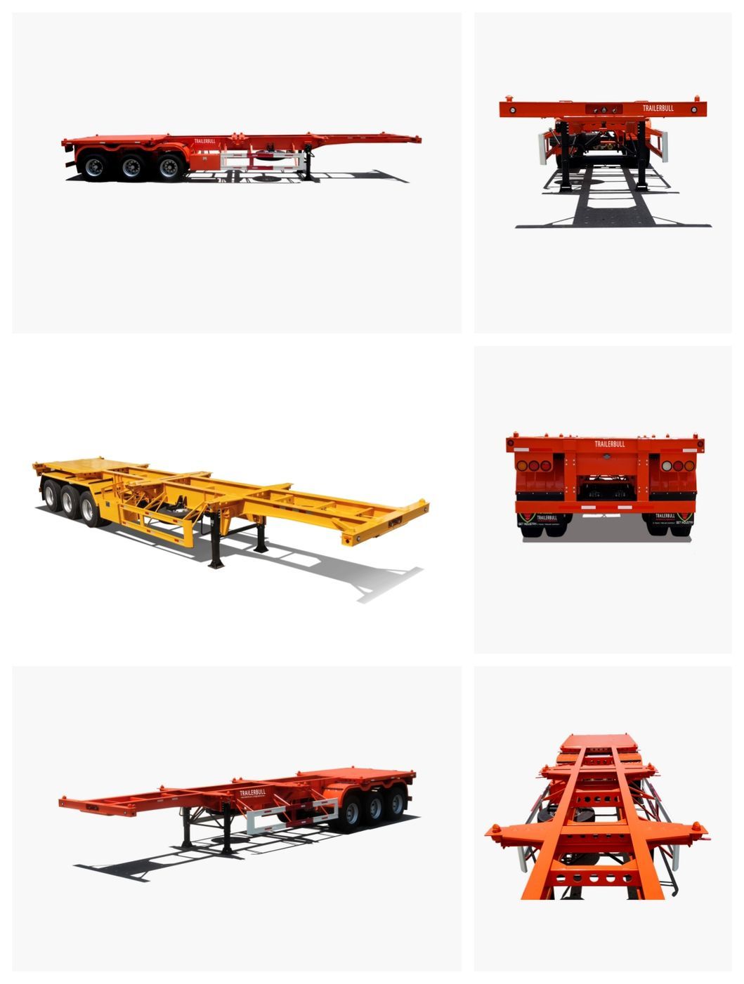 40FT ISO Straight Skeleton Truck Trailers with 3 Axles for Heavy Duty Container Transit