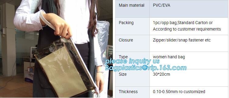 Plastic Bag OEM Custom PVC Loop Handle Image Printed Plastic Shopping Bag,Promotional Clear Waterproof Plastic Cosmetic