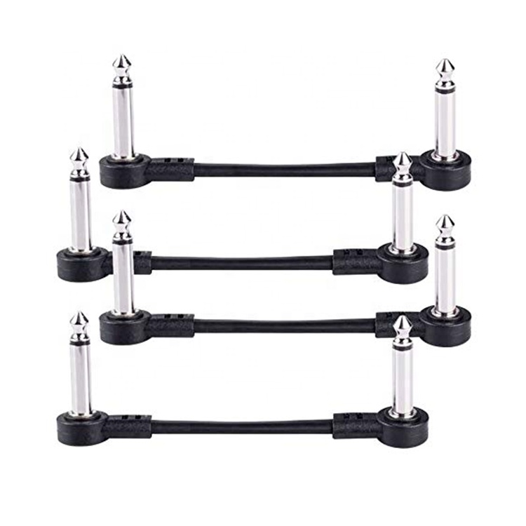 Custom Short 90 Degree Angle 1/4 inch TS Jack Electric Instrument Guitar Patch Cable