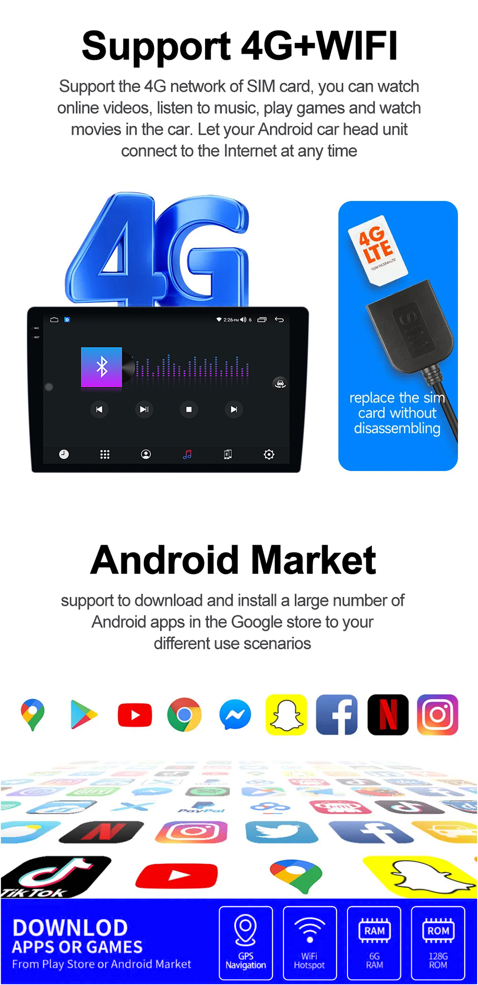2DIN 9/10 Inch 2000*1200 8Core Carplay 4G DSP Navigation Stereo Screen Media Built-in HD Android Radio Player