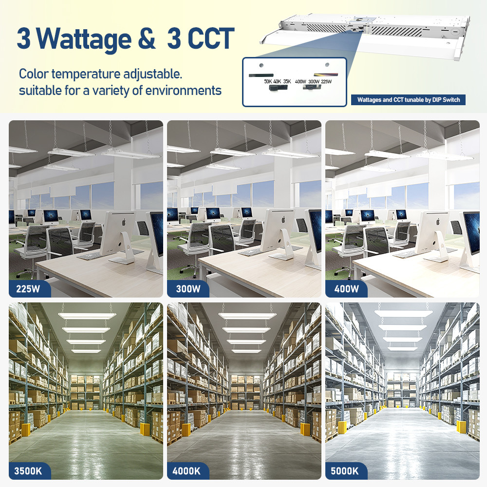 220W Linear High Bay LED Light Suspended Installation 3CCT Adjustable 3000K 4000K 5000K