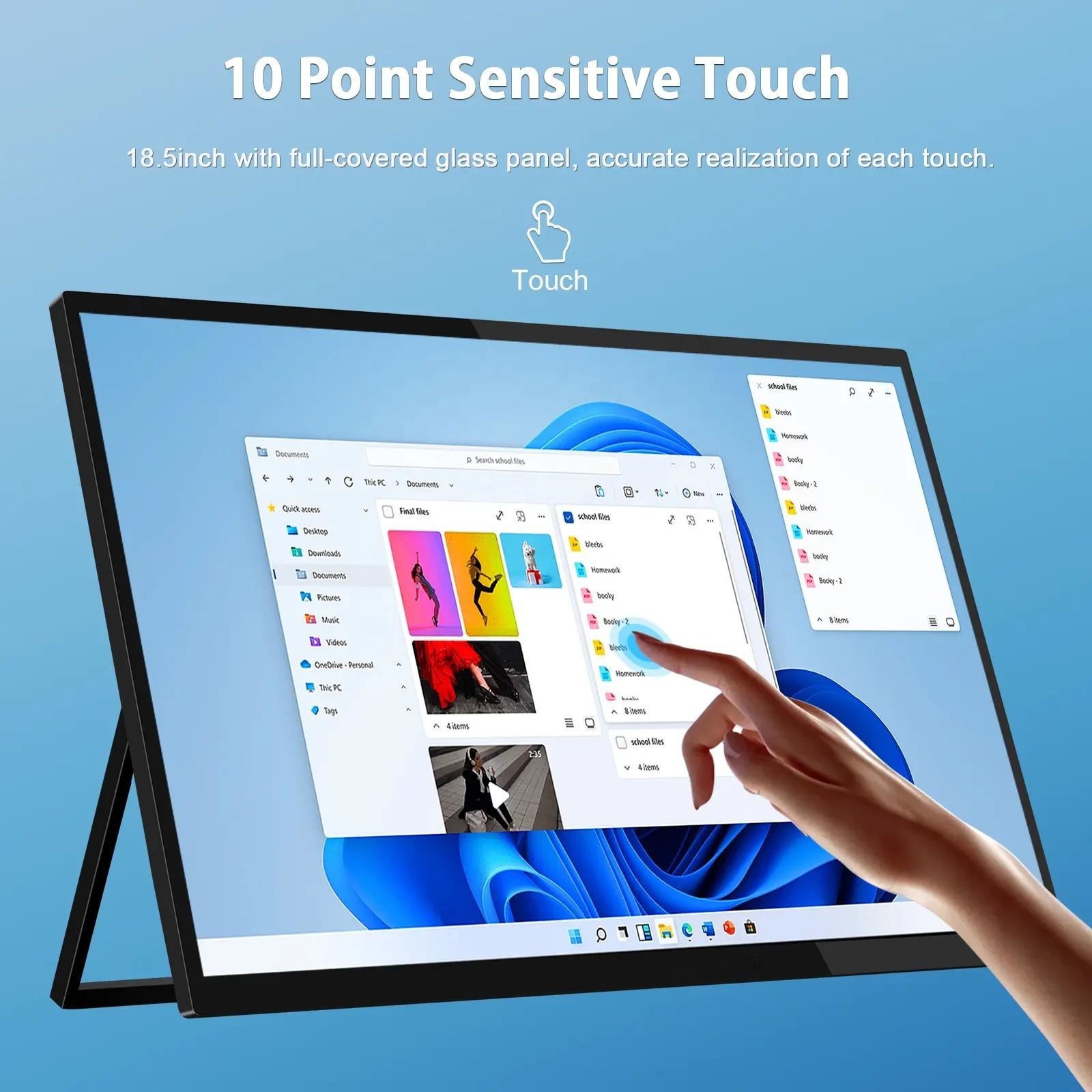 18.5" 100Hz 100% SRGB Portable Monitor 4k Touchscreen For PC Phone Laptop PS4 PS5 Switch