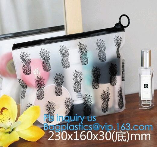 slider LDPE A5 plastic document bag, Zipper slider clear custom undergarment packaging bag, Frosted PVC Swimwear Packing