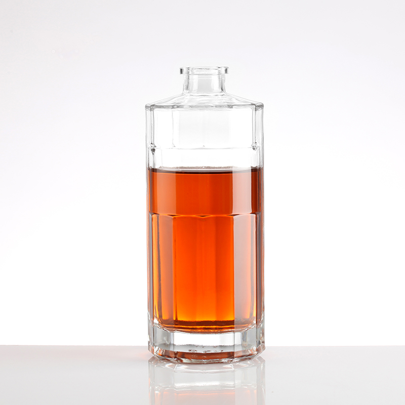 500ml Transparent Whiskey Glass Bottle with Cork Customized Design Hot Stamping