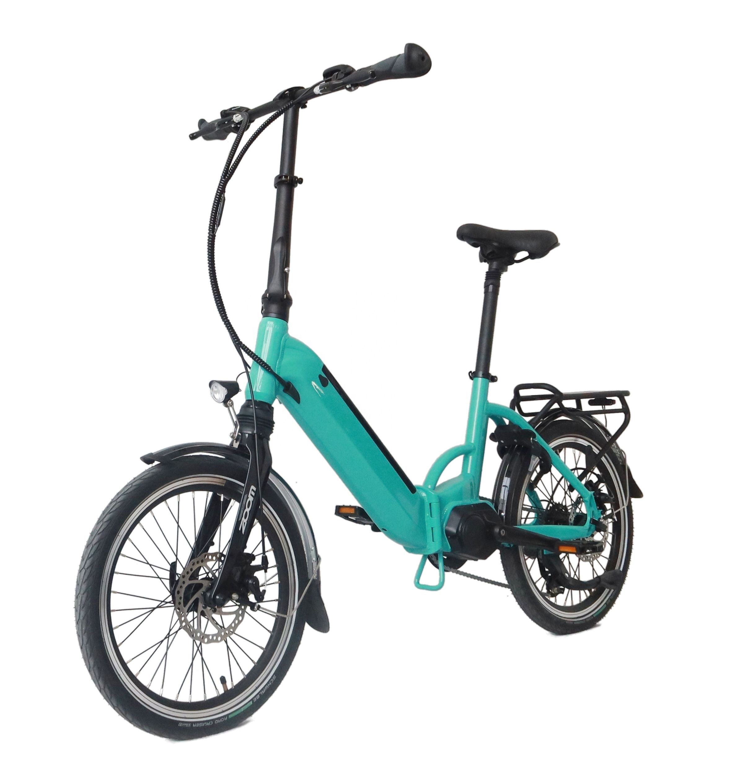 Hidden Battery Mid Drive Electric Bike Max Speed 30km/h 20 Inch Folding Ebike 250W