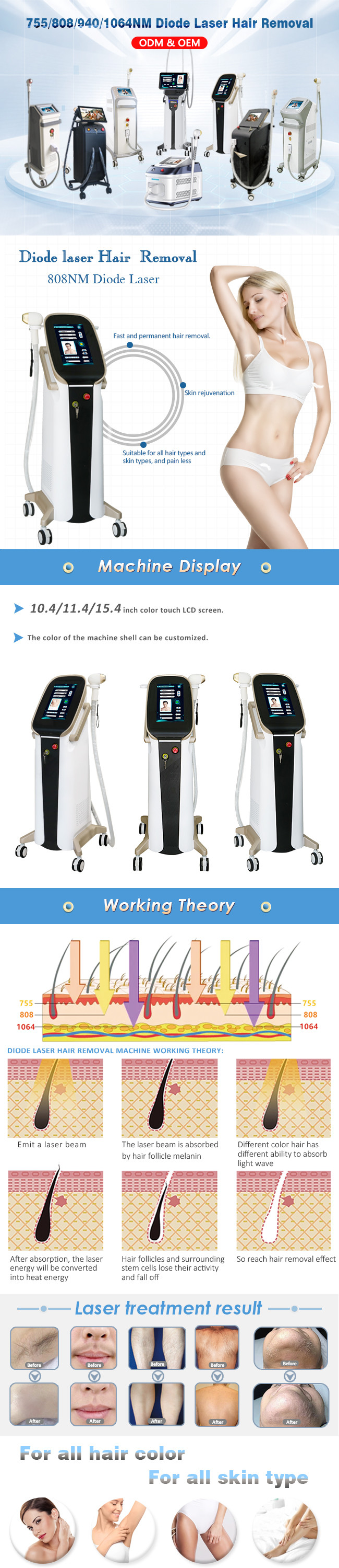 One Handle 20HZ 808 Diode Laser Machine Full Body Laser Hair Removal Permanent