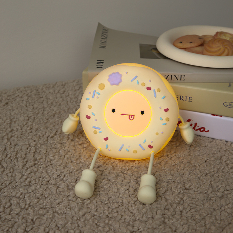 MissDonut Lamp Cute Donut Night Light Soft Silicone Lamp Kids Baby Nursery Nightlight LED Touch Light Kids Bedroom Decor