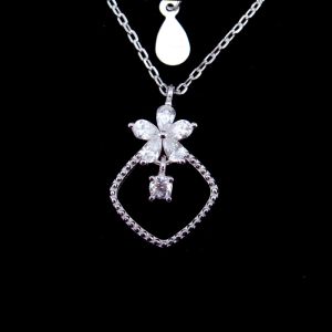 Key Classic Design Magical Key Silver With Zircon And Cross Chain