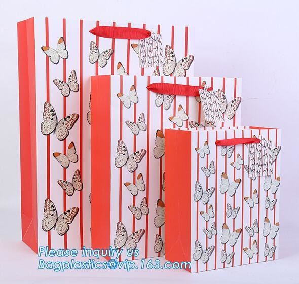 Luxury paper bags with handles Different Sizes,250gsm art paper shopping carrier bag custom printing with handle rope